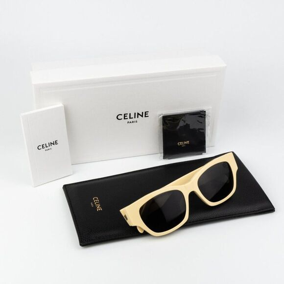 NEW Celine CL40197U 39A MONOCHROMS Light Brown Smoke Unisex Cat Eye Sunglasses - Picture 12 of 13
